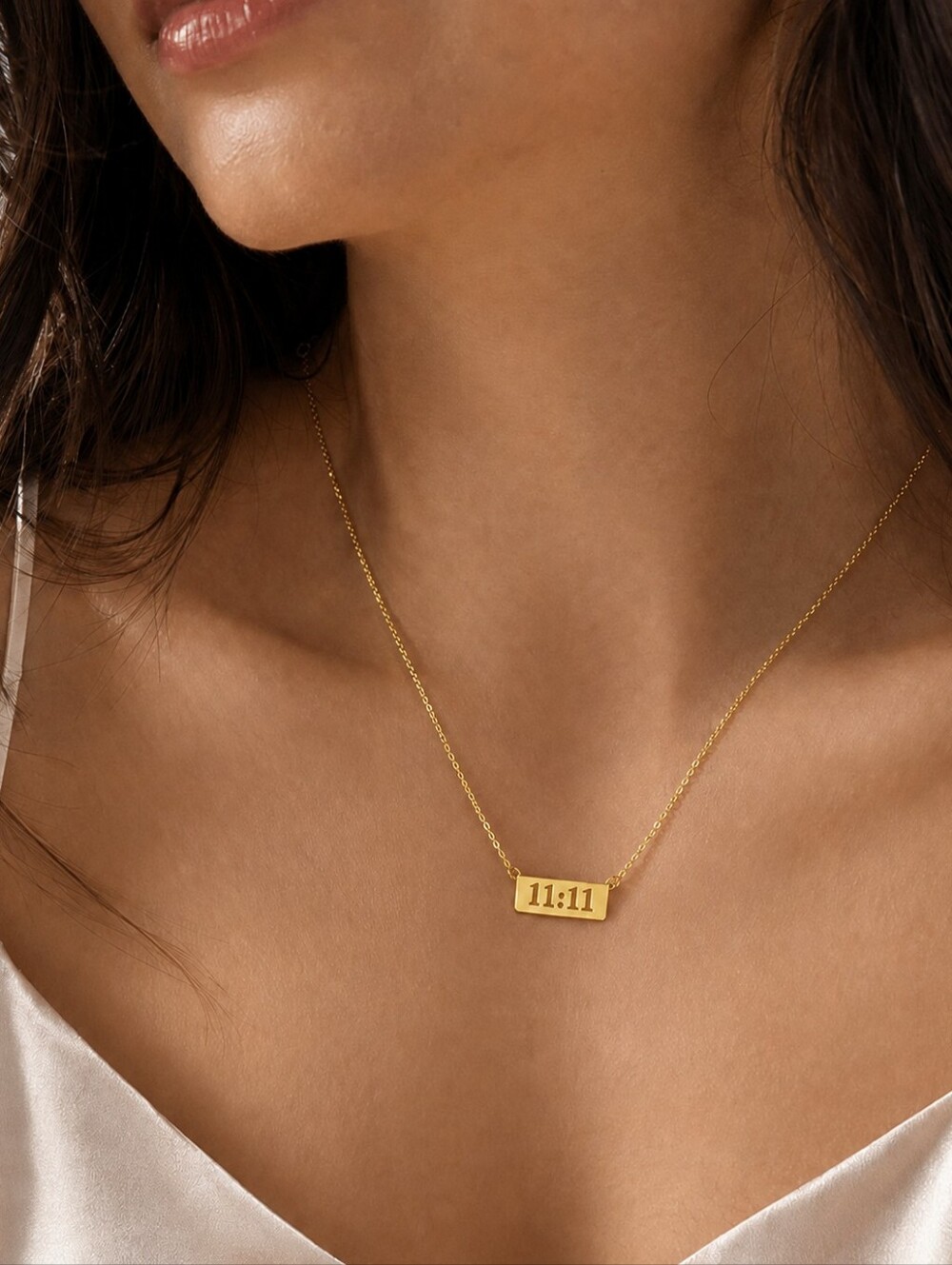 Angel number Pendant Necklace Lucky Charm 18k Gold Plated Stainless Steel